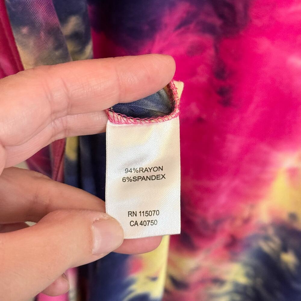 Nina Leonard Tie Dye Maxi Tank Dress L Petite Sleeveless Slit Stretch Summer - Picture 7 of 7